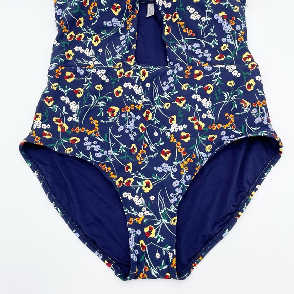 NEW Studio Anne Cole Women's Smocked Tab Bandeau One Piece Swimsuit Blue Size 12 - Picture 7 of 16